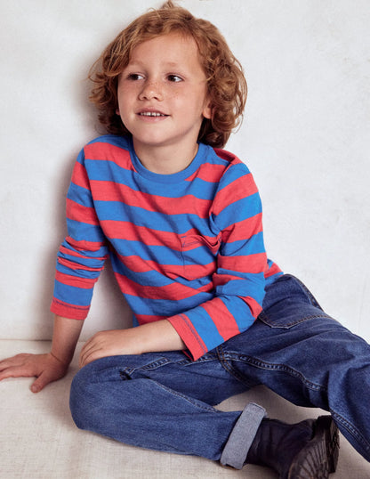 Everyday Long Sleeve T-Shirt-Kingfisher Blue/ Jam Red