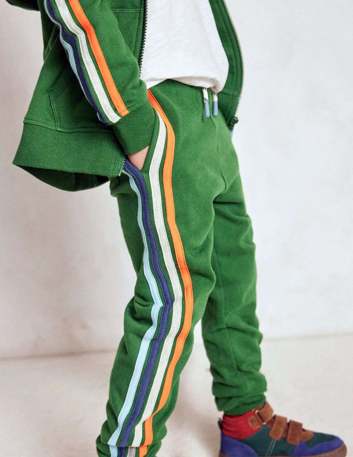 Rainbow Stripe Sweatpants-Pine Green