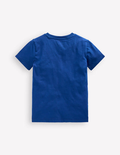 Short Sleeve Appliqué T-shirt-Dino Space