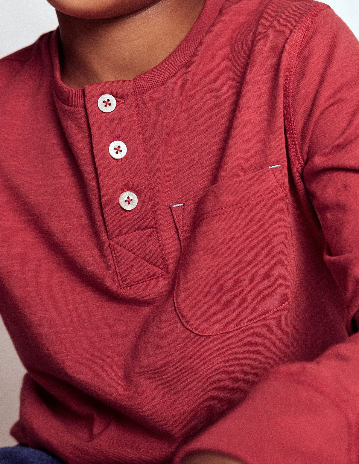 Everyday Henley T-shirt-Pomegranate red