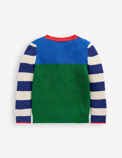 Everyday Cotton Sweater-Kingfisher Blue/Rich Emerald