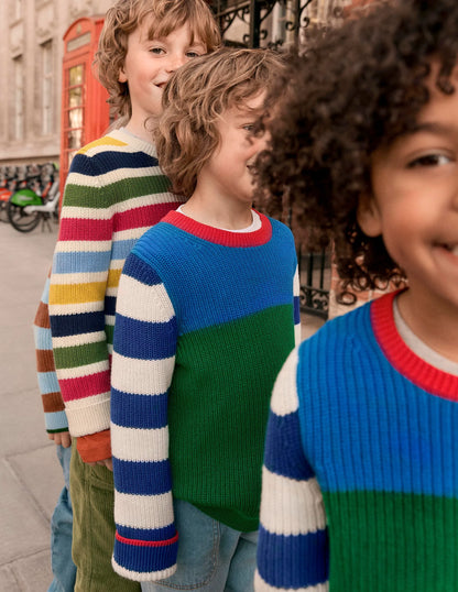 Everyday Cotton Sweater-Kingfisher Blue/Rich Emerald