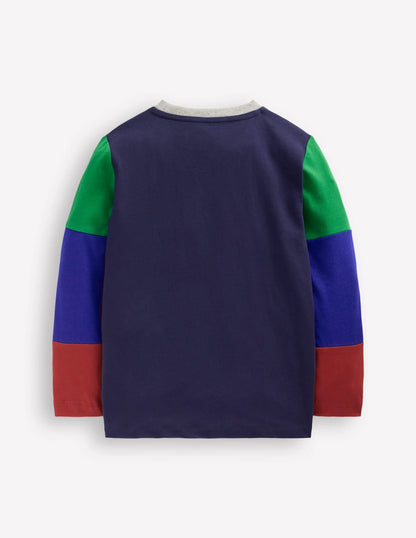 Long Sleeve Hotchpotch T-shirt-College Navy