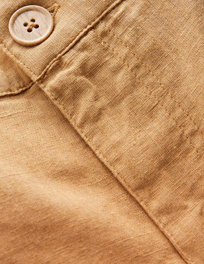 Cotton Linen Shorts-Hazelnut Brown
