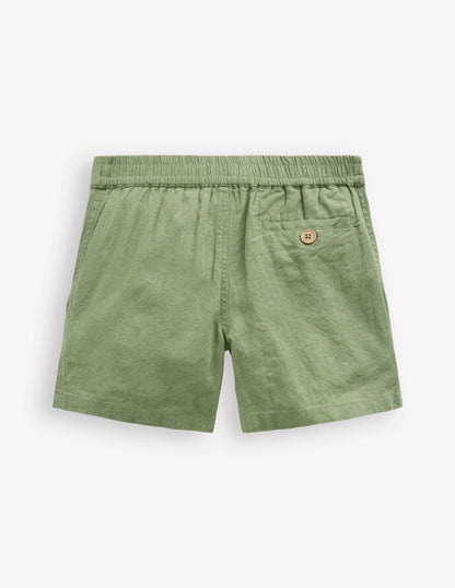 Cotton Linen Shorts-Newt Green
