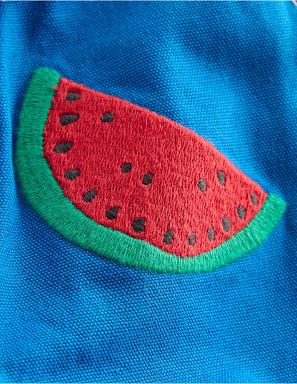 Pull-On Cotton Shorts-Fruit Embroidery
