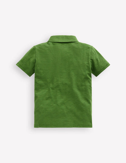 Slub Polo Shirt-Broccoli Green