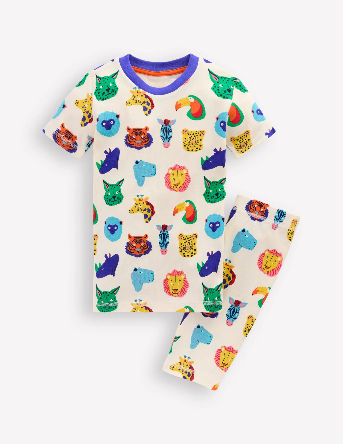 Snug Short John Glow Pyjamas-Multi Animal Faces