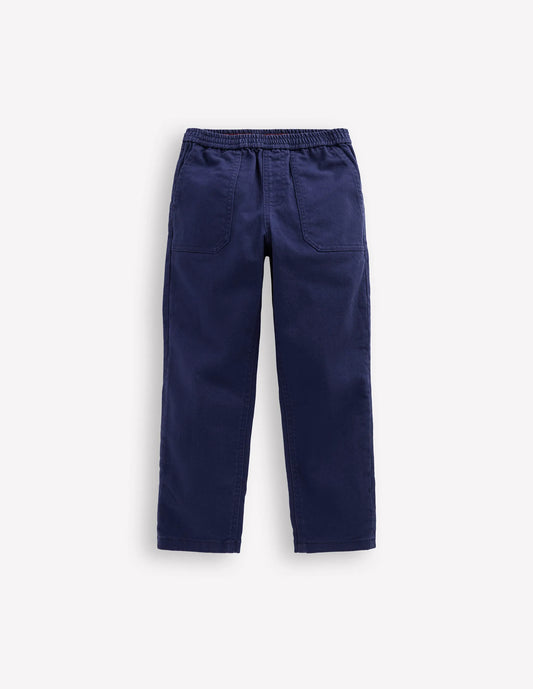 Pull-on Cotton Pants-Navy