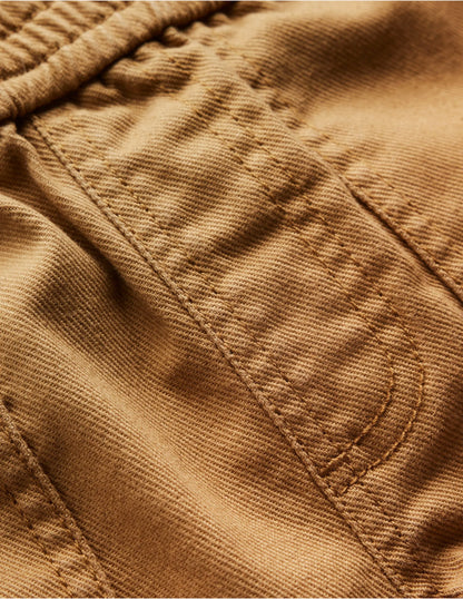 Pull-on Cotton Pants-Stone Grey