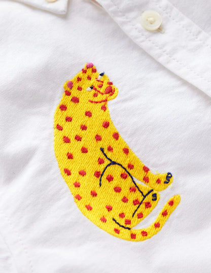 Fun Cotton Shirt-Campanula Jungle Embroidery
