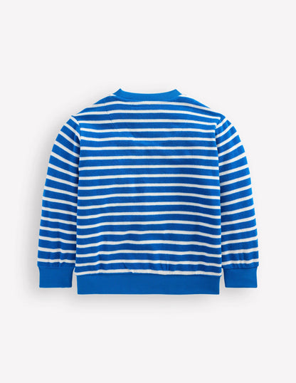 Fun Towelling Sweatshirt-Blue and Ivory Lobster