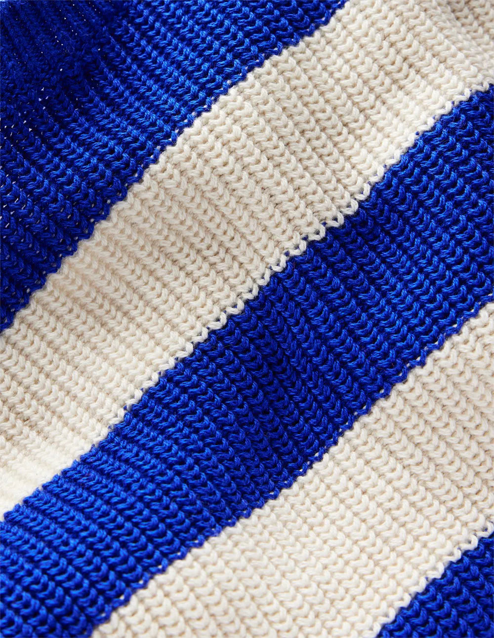 Everyday Cotton Sweater-Bright Blue/Ecru Marl Stripe