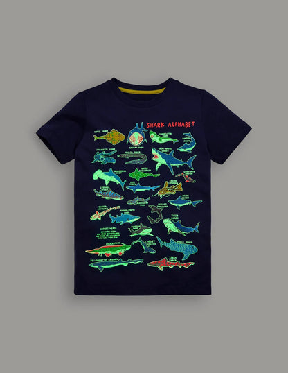 Short Sleeve Glow T-shirt-Starboard Blue Sharks