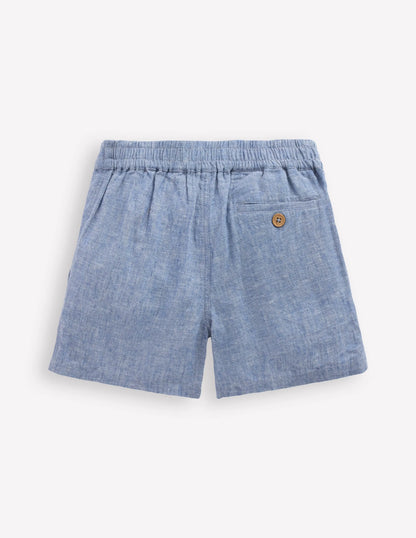 Cotton Linen Shorts-Chambray