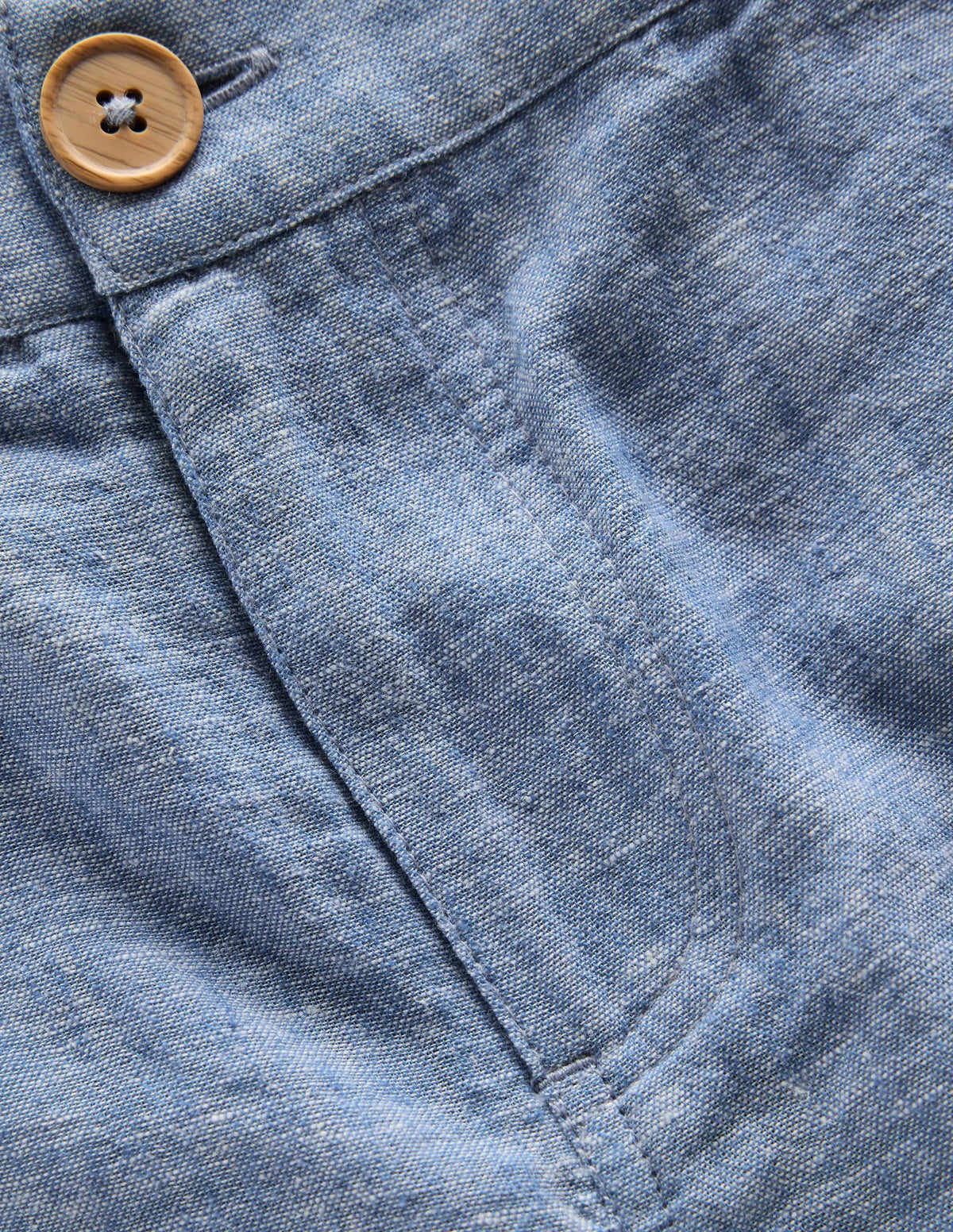 Cotton Linen Shorts-Chambray