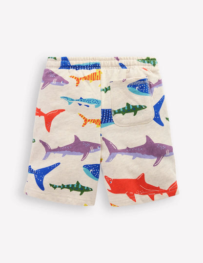 Printed Shorts-Oatmeal Marl Riso Shark