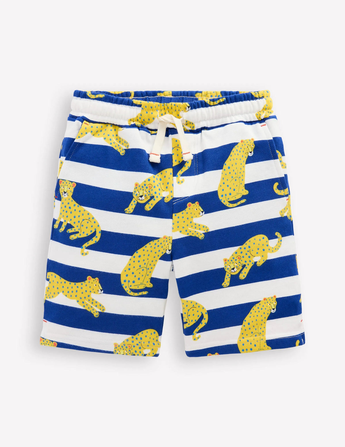 Printed Shorts-Bright Blue Leopard Stripe