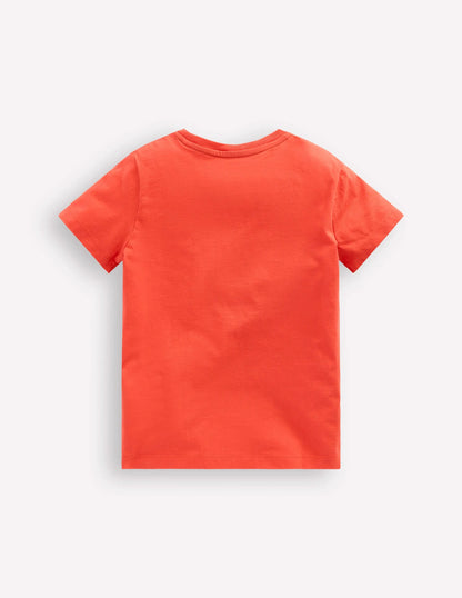 Zip Applique T-shirt-Kiln Orange Crocodile