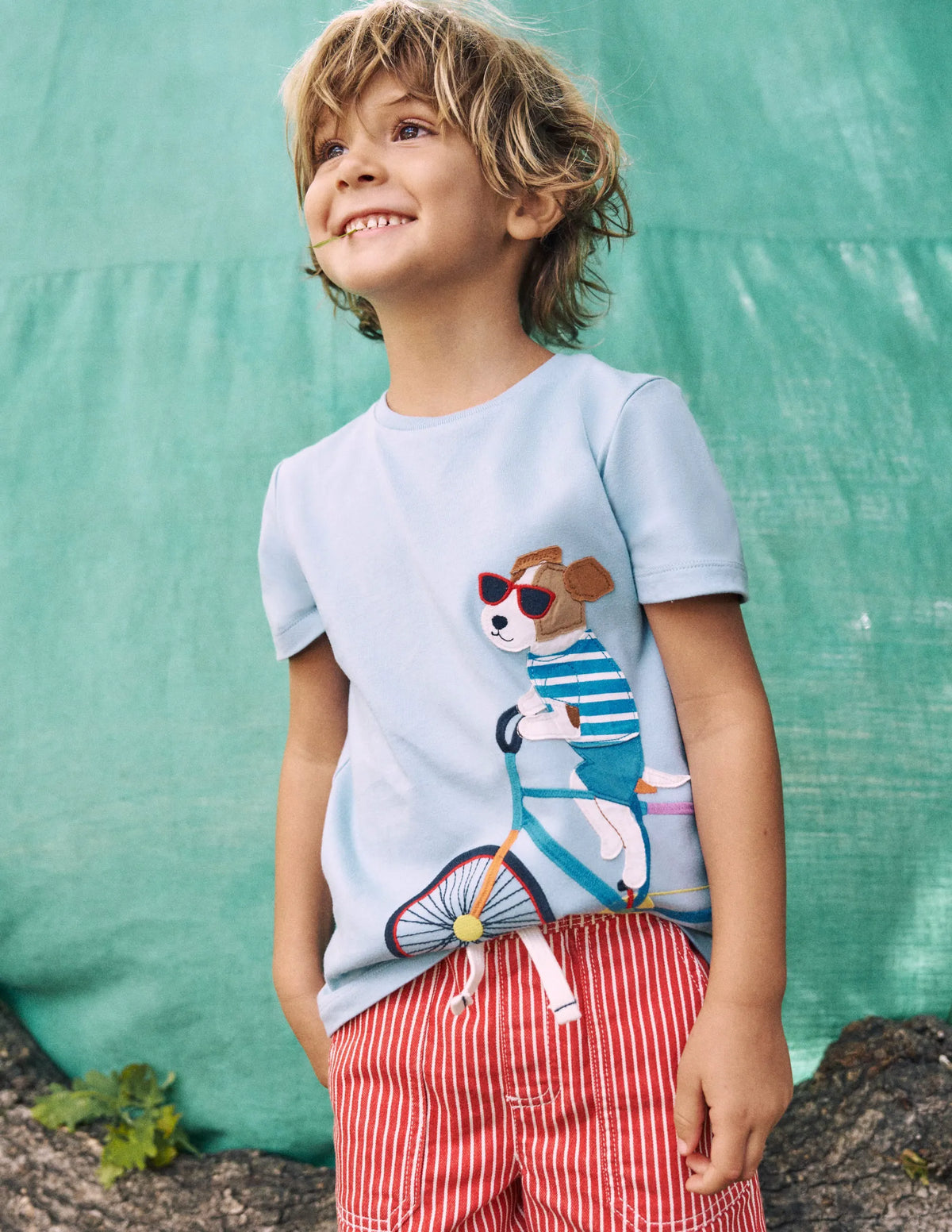 Fun Graphic T-shirt-Vintage Blue Dogs on a Bike