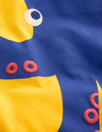 Fun Graphic T-shirt-Pineapple Yellow Octopus