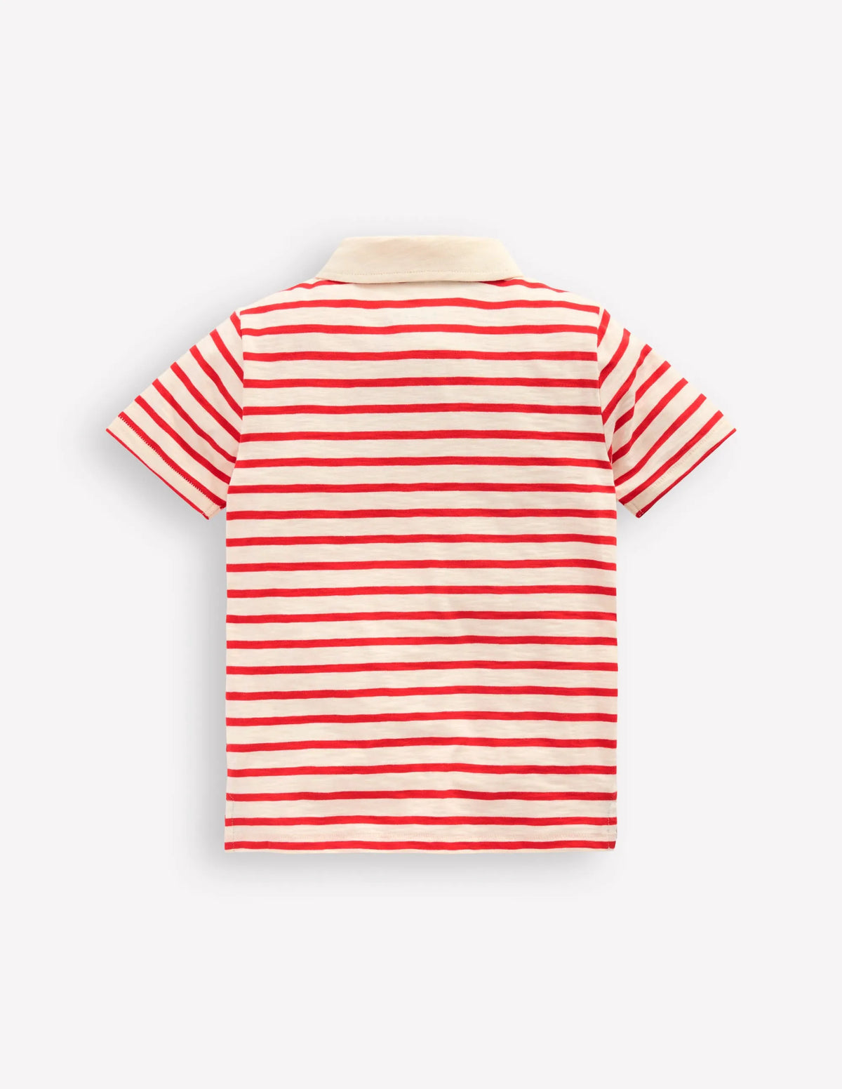 Slub Polo Shirt-Poppy Red/ Ivory