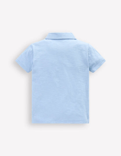 Slub Polo Shirt-Glacier Blue
