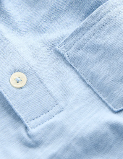 Slub Polo Shirt-Glacier Blue