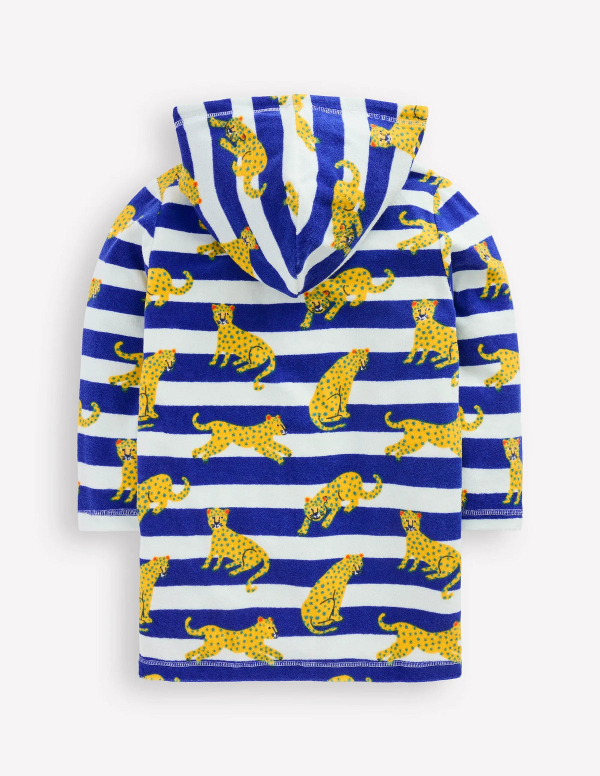 Towelling Zip-Up Throw-On-Bright Blue Leopard Stripe