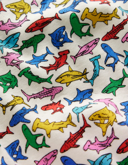 Snug Short John Pajamas-Multi Sharks