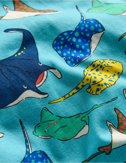 Snug Short John Pajamas-Caribbean Blue Rays