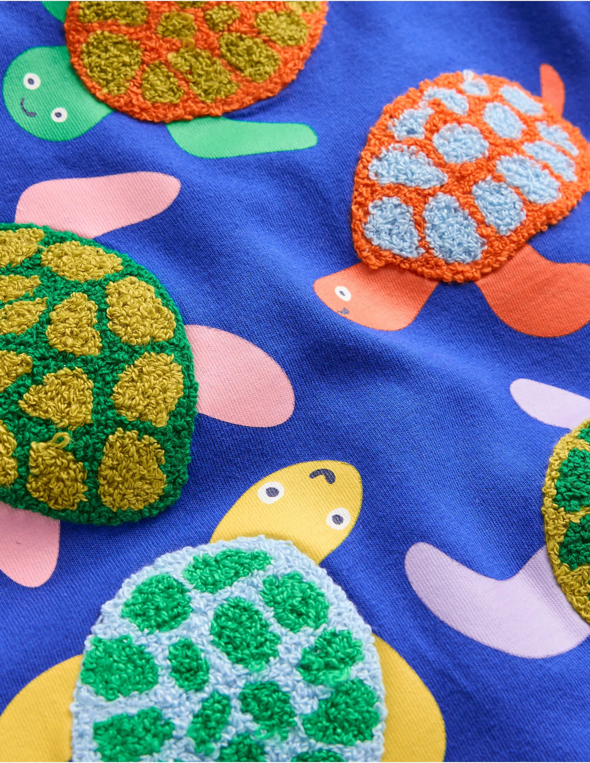 Short Sleeve Bouclé T-shirt-Bright Blue Turtles