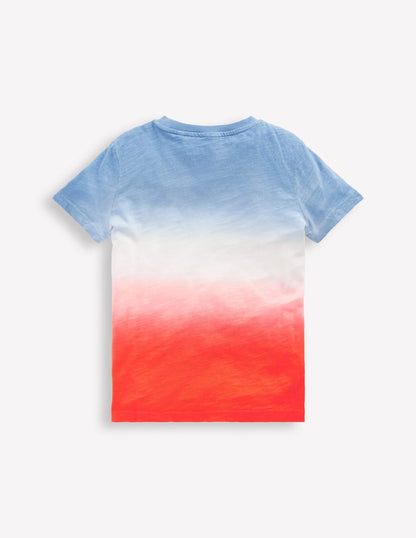 Tie Dye T-shirt-Glacier Blue and Sunset Orange