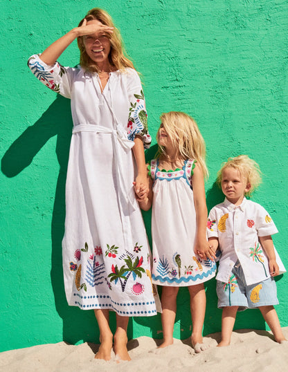 Fun Cotton Shirt-Campanula Jungle Embroidery
