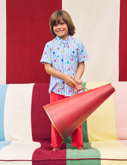 Fun Cotton Shirt-Peacock Plume Blue Spot