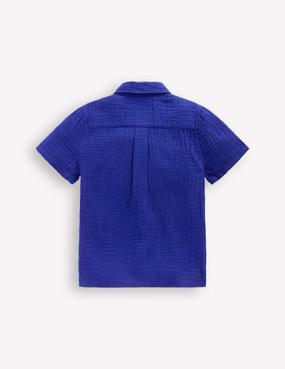 Double Cloth Shirt-Bright Blue