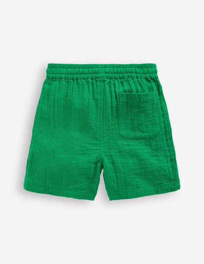 Double Cloth Shorts-Rich Emerald