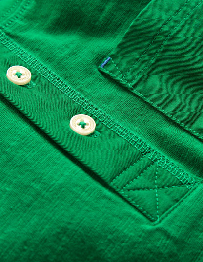 Short Sleeve Henley T-Shirt-Rich Emerald