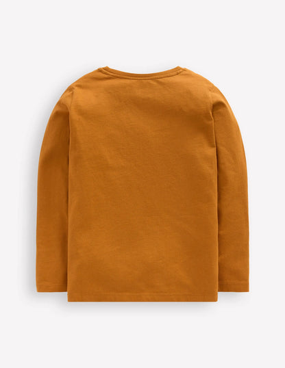Long Sleeve Bouclé T-shirt-Toffee Brown Squirrel