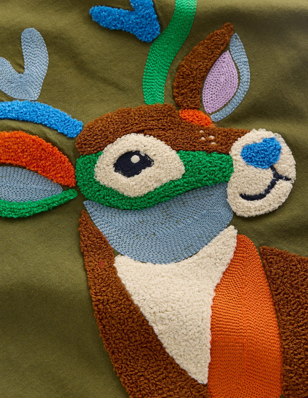 Long Sleeve Bouclé T-shirt-Winter Moss Deer
