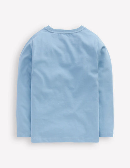 Long Sleeve Riso T-shirt-Glacier Blue Bugs