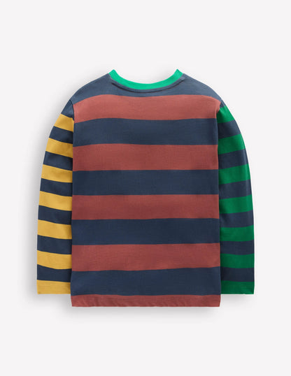 Long Sleeve Hotchpotch T-shirt-Navy Multi