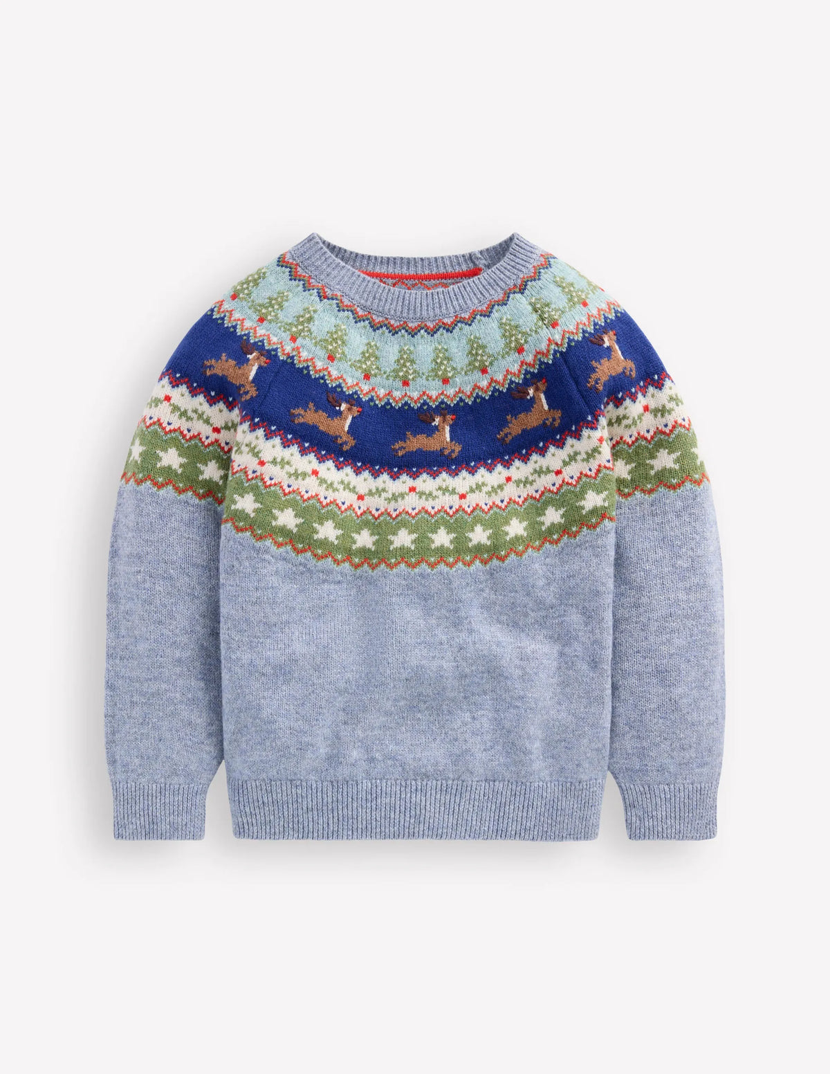 Fair Isle Jumper-Glacier Blue Reindeer