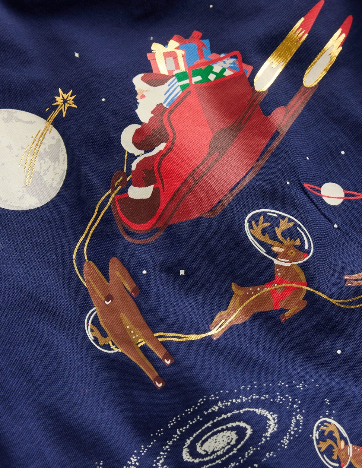 Long Sleeve Glow T-shirt-Space Santa