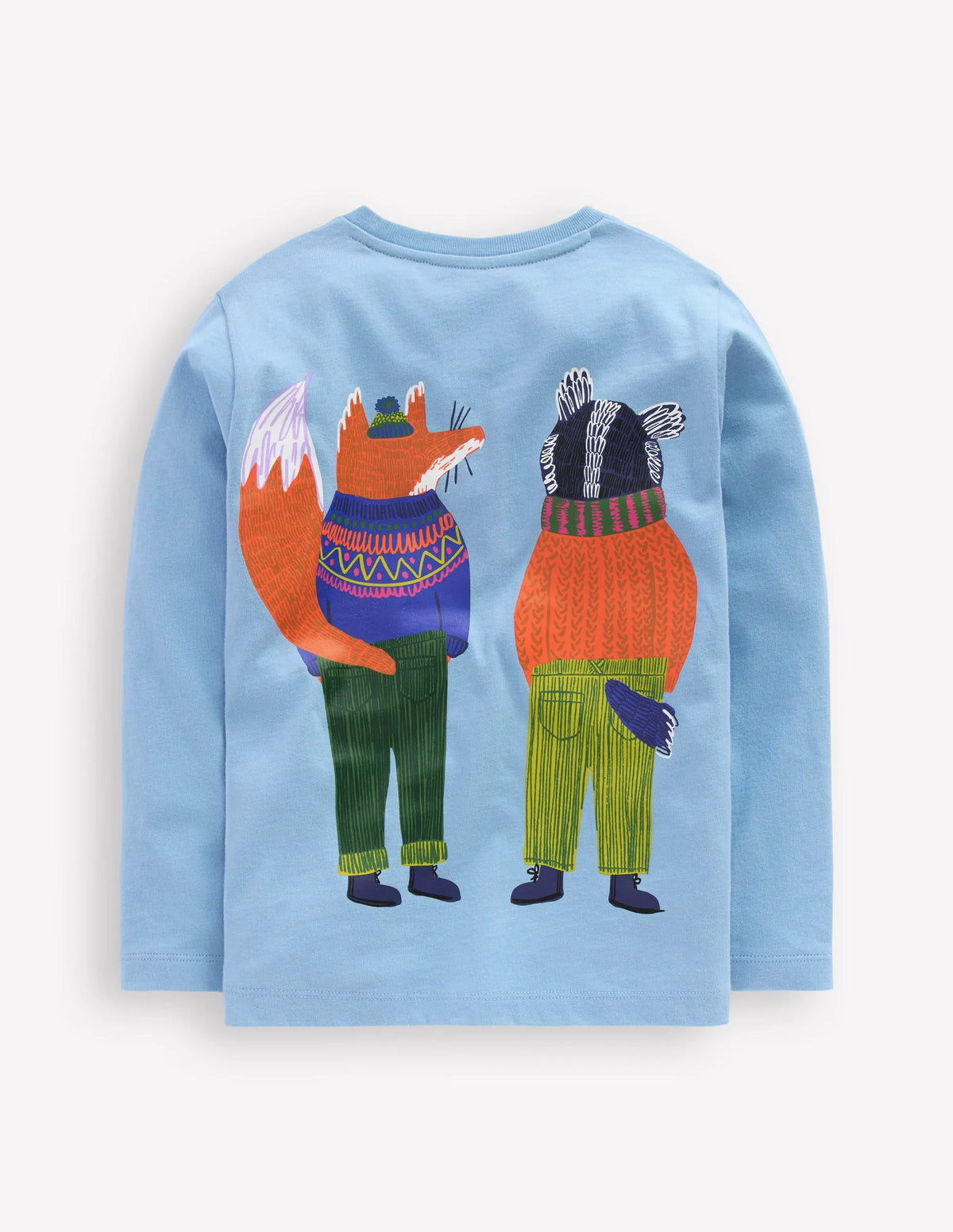 Long Sleeve Novelty T-shirt-Glacier Blue Foxes