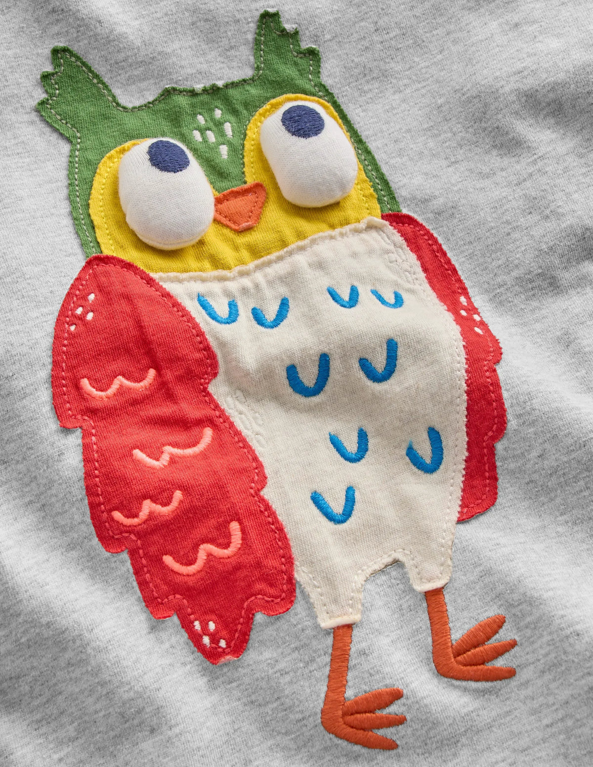 Long Sleeve Novelty 3D T-Shirt-Grey Marl Owl