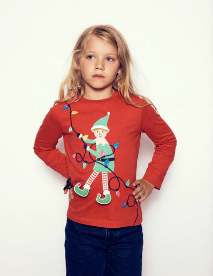 Long Sleeve Novelty 3D T-Shirt-Mars Red Elf