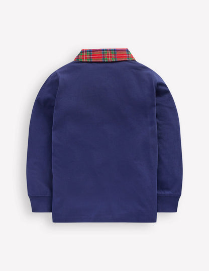 Long Sleeve Smart Polo Shirt-French Navy