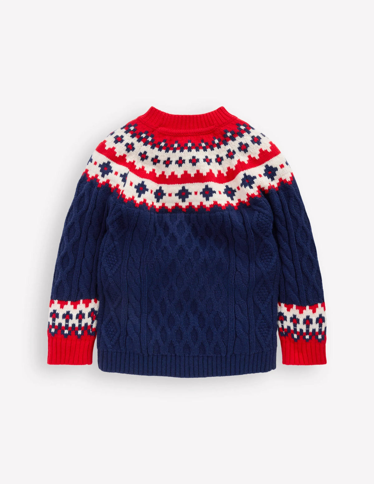 Cable Fair Isle Sweater-Medieval Blue