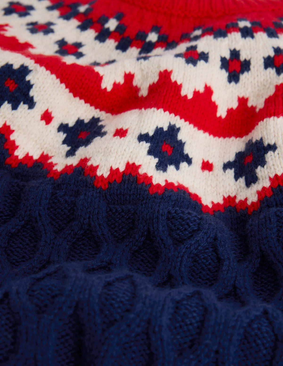 Cable Fair Isle Sweater-Medieval Blue